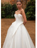 Strapless Sweetheart Neck Ivory Pleated Satin Wedding Dress